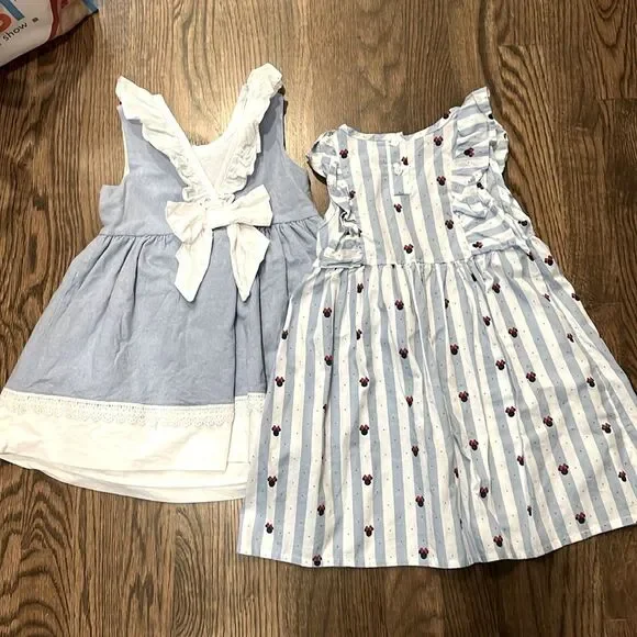 Blue and White 24 Month Girls Dress Mickey Mouse & Bow Back - Picture 4 of 6